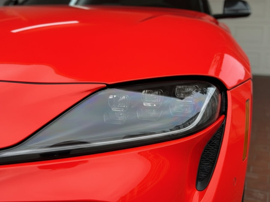 Toyota Supra wrapped in Gloss HX20000 Fluorescent Red vinyl wrap HX20615B