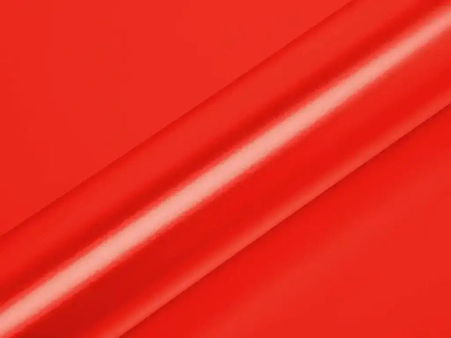 Color swatch of Hexis HX20000 Satin Fluorescent Red Vinyl Wrap HX20615S
