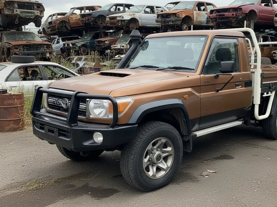 Toyota Land Cruiser 70 Series wrapped in Hexis Satin HX20000 Metallic Canyon Copper vinyl wrap HX20661S
