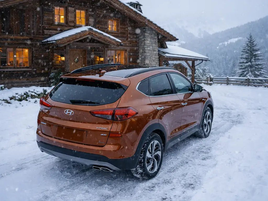 DIY Hyundai Tucson wrapped in Gloss HX20000 Havana Brown car wrap film HX20731B