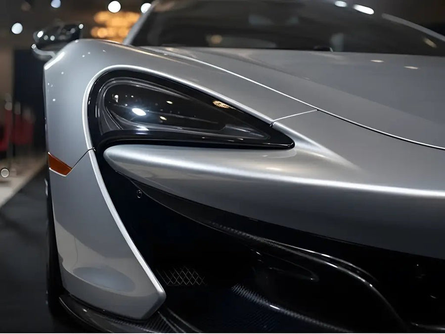 McLaren 720S wrapped in Hexis Gloss HX20000 Silver wrap film HX20877B