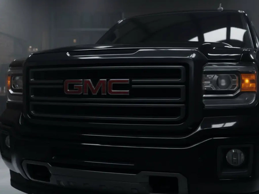 GMC Sierra wrapped in Gloss HX20000 Coal Black wrap film HX20889B