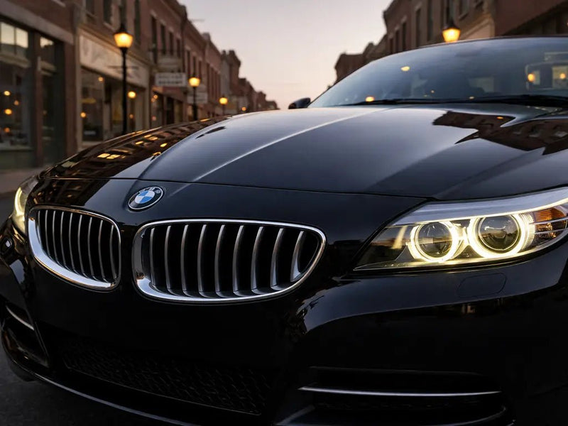 BMW Z4 wrapped in Gloss HX20000 Coal Black restyling film HX20889B