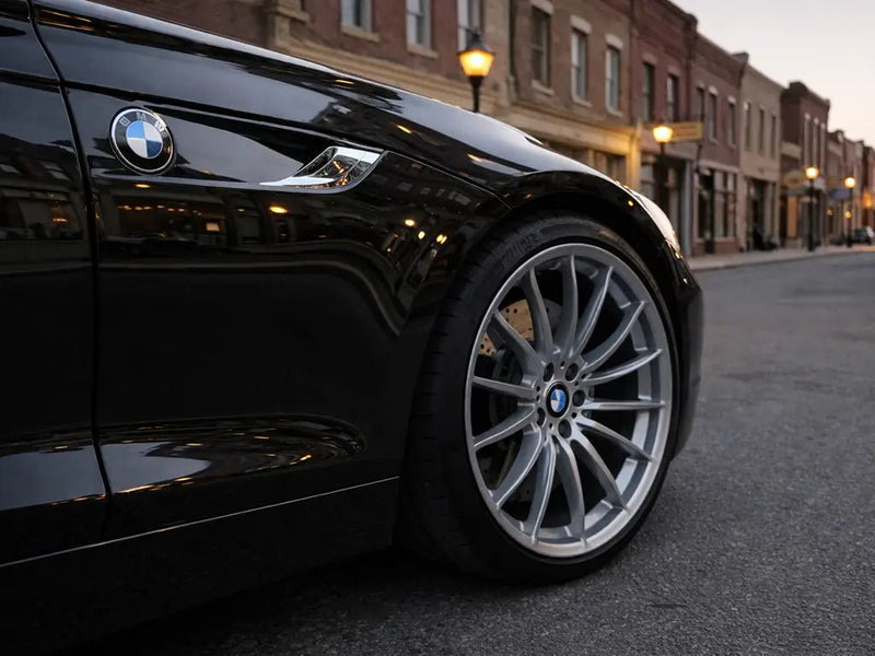 BMW wrapped in Gloss HX20000 Coal Black restyling film HX20889B