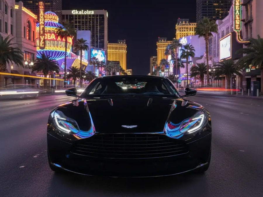 Aston Martin DB11 wrapped in Gloss HX20000 Coal Black car wrap film HX20889B