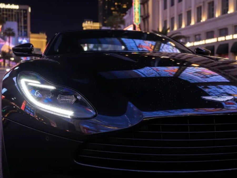 DIY Aston Martin DB11 wrapped in Gloss HX20000 Coal Black car wrap film HX20889B