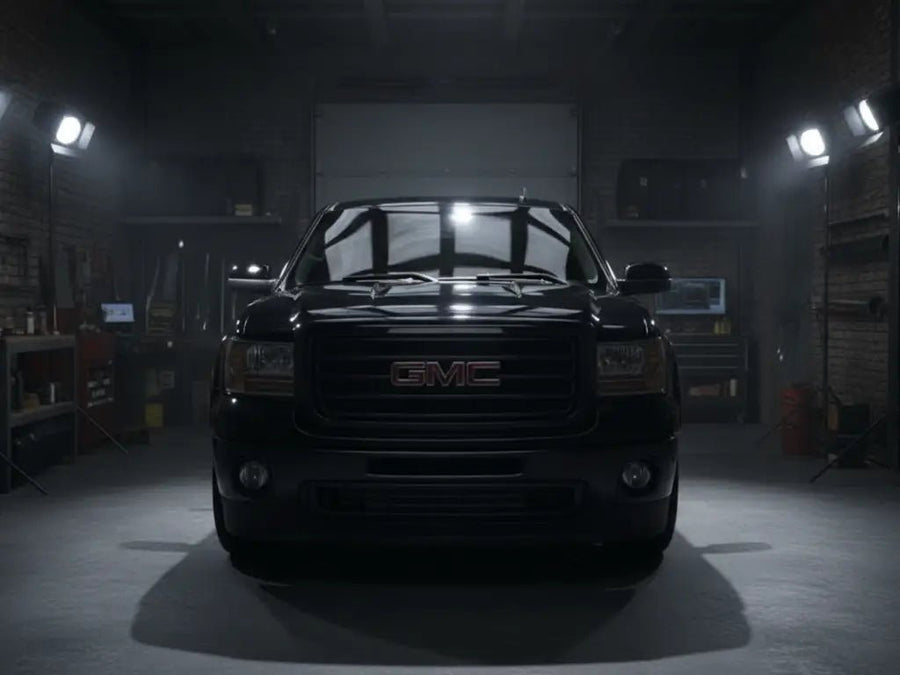 GMC Sierra wrapped in Hexis Gloss HX20000 Coal Black automotive vinyl film HX20889B