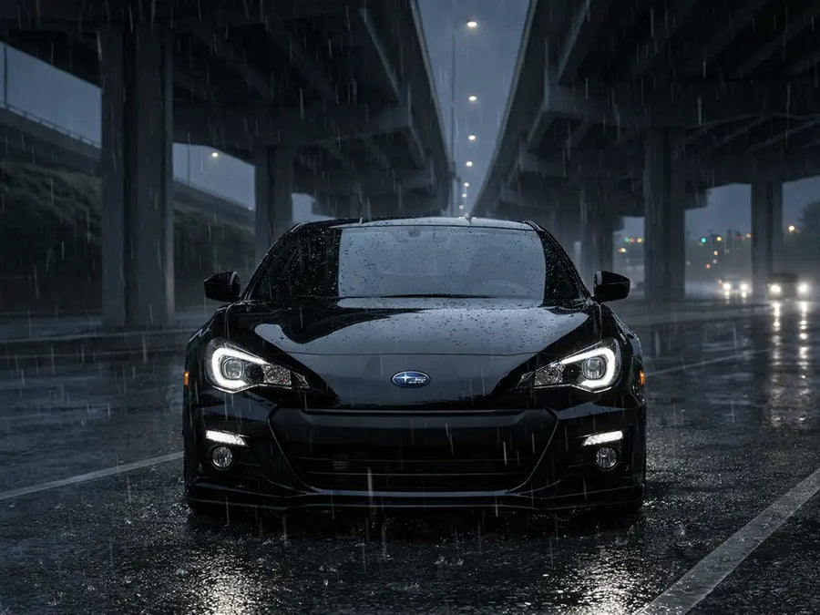 Subaru BRZ wrapped in Gloss HX20000 Deep Black restyling film HX20890B