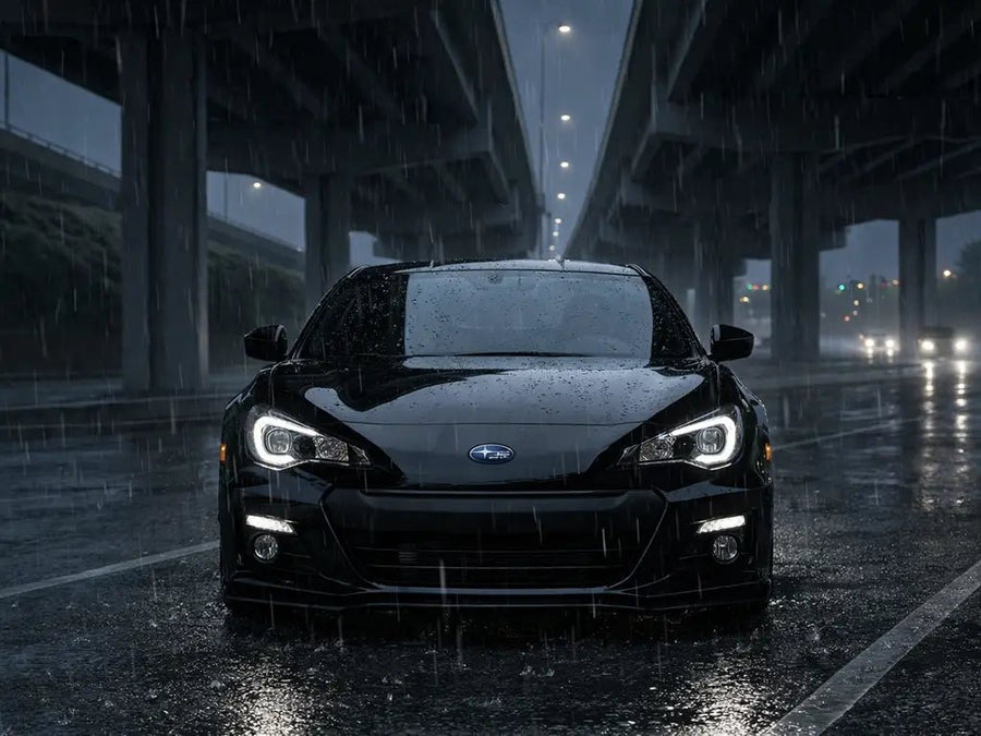 Subaru BRZ wrapped in Gloss HX20000 Deep Black restyling film HX20890B