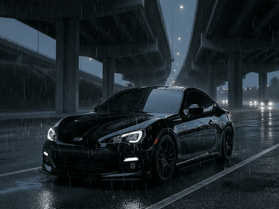 Subaru BRZ wrapped in Hexis Gloss HX20000 Deep Black vinyl wrap HX20890B