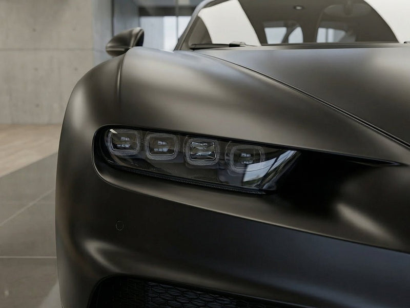 Bugatti Chiron wrapped in Satin HX20000 Deep Black Wet vinyl wrap HX20890W