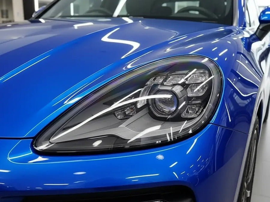 DIY Porsche Macan wrapped in Gloss HX20000 Metallic Night Blue vinyl wrap HX20905B