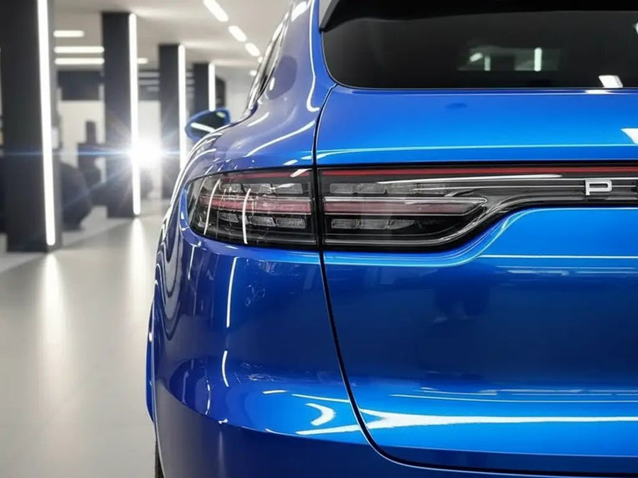 Porsche Panamera wrapped in Gloss HX20000 Metallic Night Blue vinyl wrap HX20905B