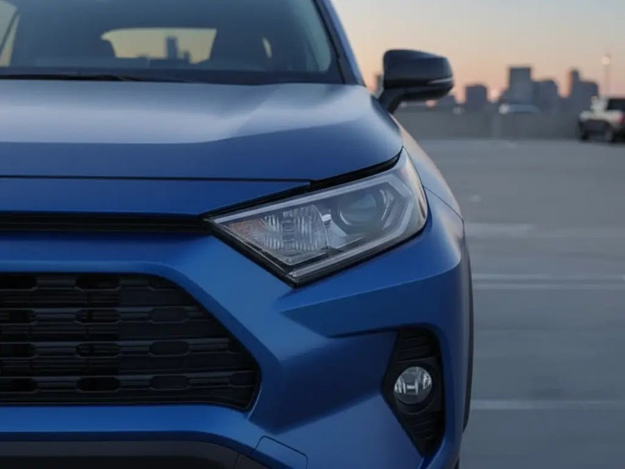 Toyota RAV4 wrapped in Hexis Matte HX20000 Metallic Night Blue restyling film HX20905M