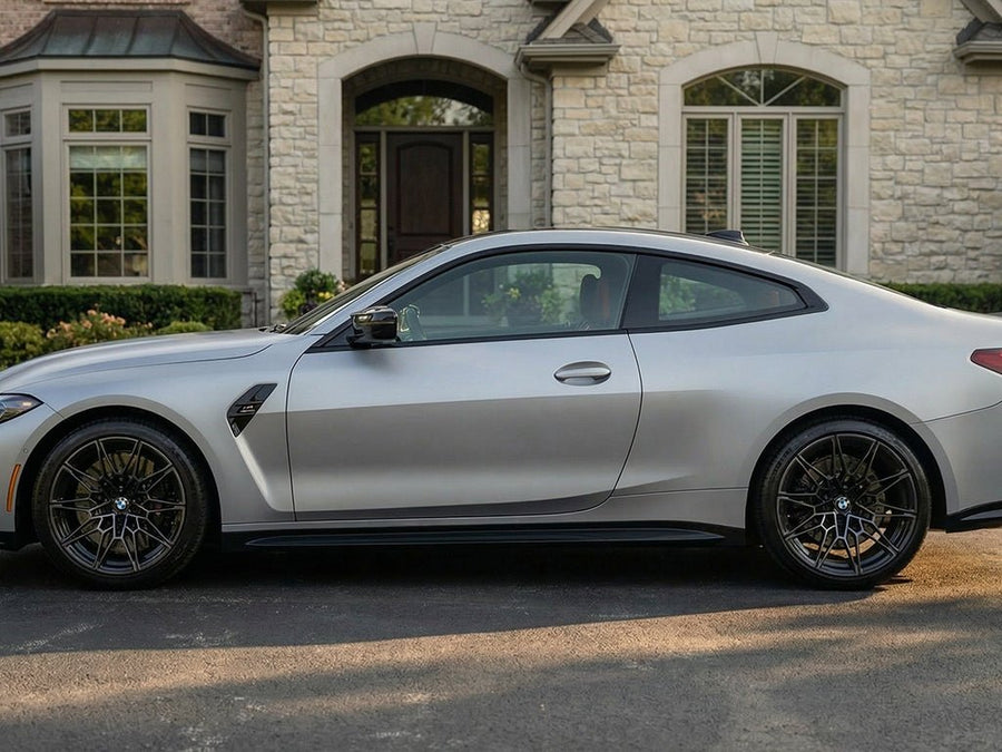 BMW M4 wrapped in Hexis Matte HX20000 Metallic Meteorite Grey wrap film HX20990M