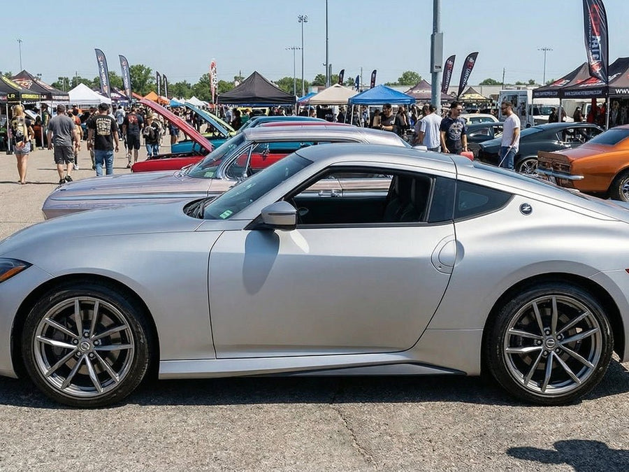 Nissan Z wrapped in Hexis Matte HX20000 Metallic Meteorite Grey automotive vinyl film HX20990M