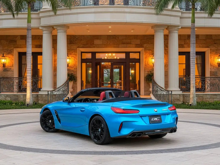 DIY BMW Z4 wrapped in Gloss HX20000 South Seas Blue restyling film HX20B11B