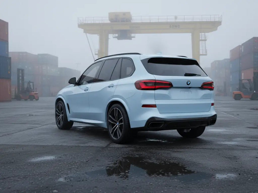 DIY BMW X5 wrapped in Gloss HX20000 Jazz Blue automotive vinyl film HX20B32B