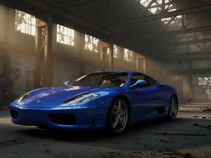 DIY Ferrari 360 Modena wrapped in Gloss HX20000 Ephesus Blue restyling film HX20B36B