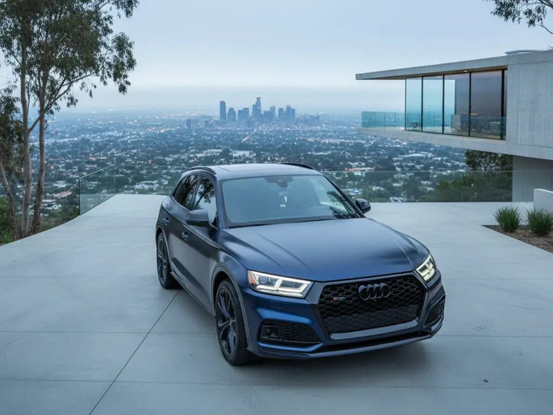DIY Audi SQ5 wrapped in Satin HX20000 Deep Ocean Wet vinyl wrap HX20B52W