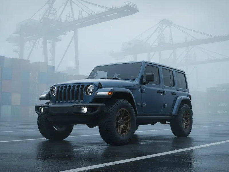 Jeep Wrangler wrapped in Hexis Satin HX20000 Deep Ocean Wet car wrap film HX20B52W