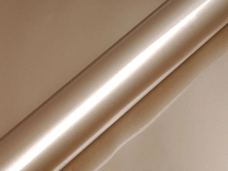 Color swatch of Hexis HX20000 Gloss Metallic Ashen Beige Vinyl Wrap HX20BCMB
