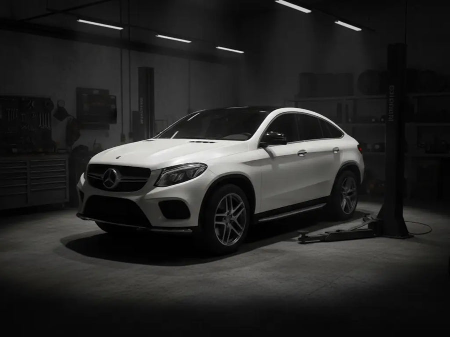 Mercedes-Benz GLE Coupe wrapped in Satin HX20000 Nacre White car wrap film HX20BNCS