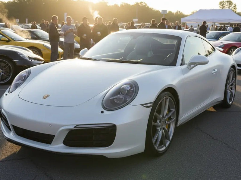 DIY Porsche 911 wrapped in Satin HX20000 Nacre White wrap film HX20BNCS