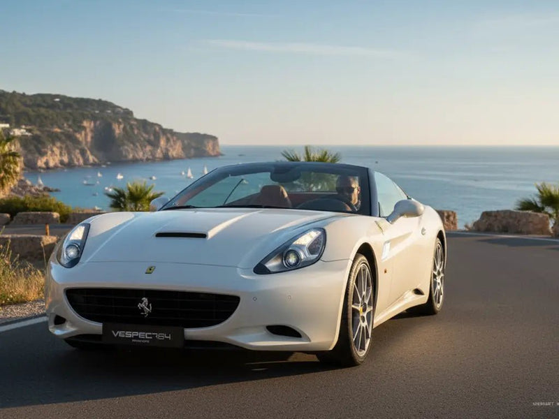 DIY Ferrari California wrapped in Gloss HX20000 Saturn White vinyl wrap HX20BSAB