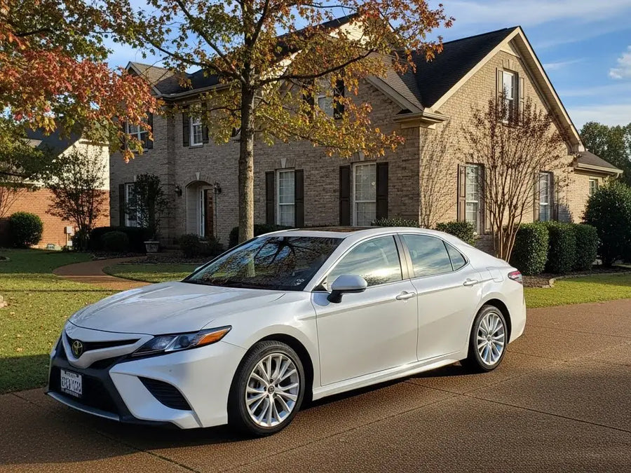 Toyota Camry wrapped in Hexis Gloss HX20000 Saturn White vinyl wrap HX20BSAB