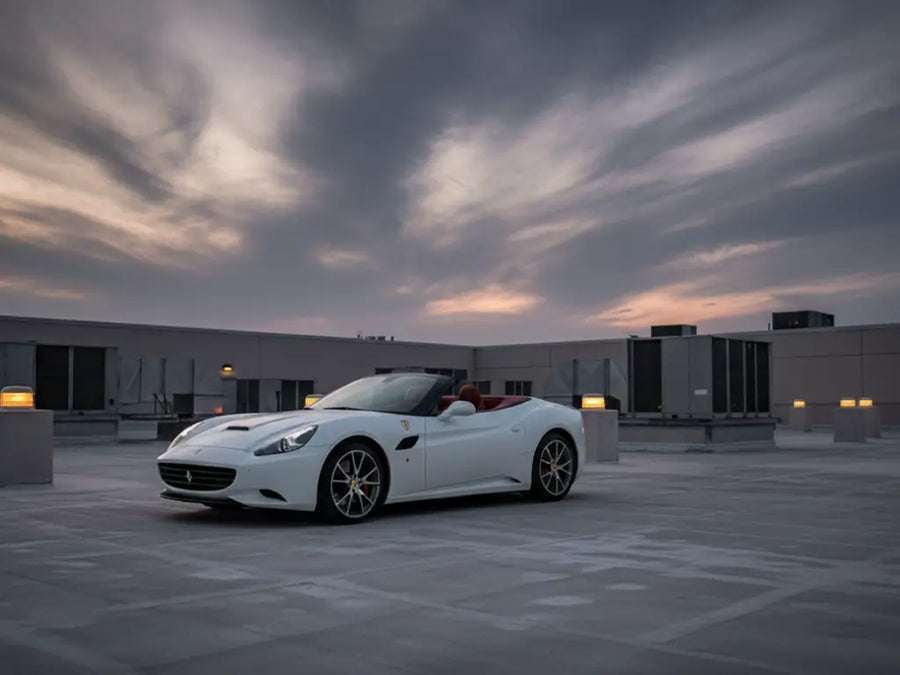 DIY Ferrari California wrapped in Gloss HX20000 Saturn White restyling film HX20BSAB