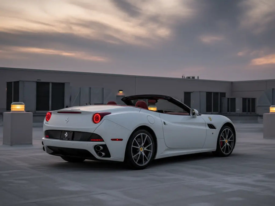 Ferrari California wrapped in Gloss HX20000 Saturn White wrap film HX20BSAB