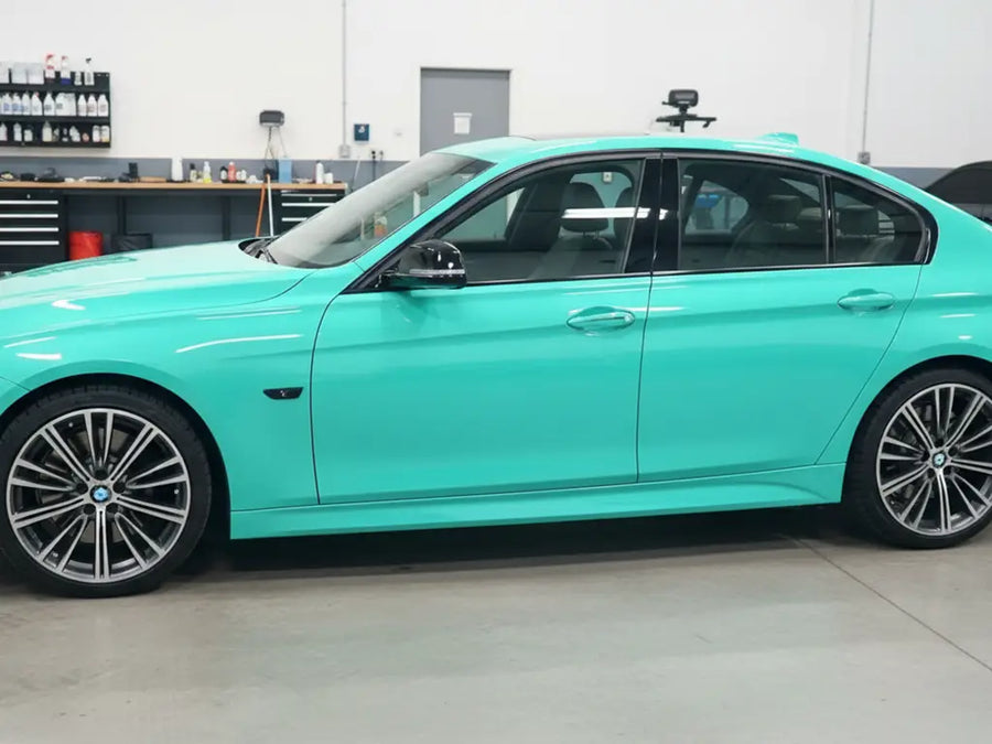 DIY BMW 5 Series wrapped in Gloss HX20000 Ti Blue wrap film HX20BTIB