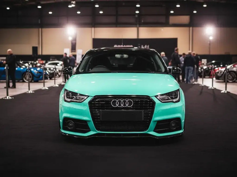 Audi A1 wrapped in Hexis Gloss HX20000 Ti Blue automotive vinyl film HX20BTIB