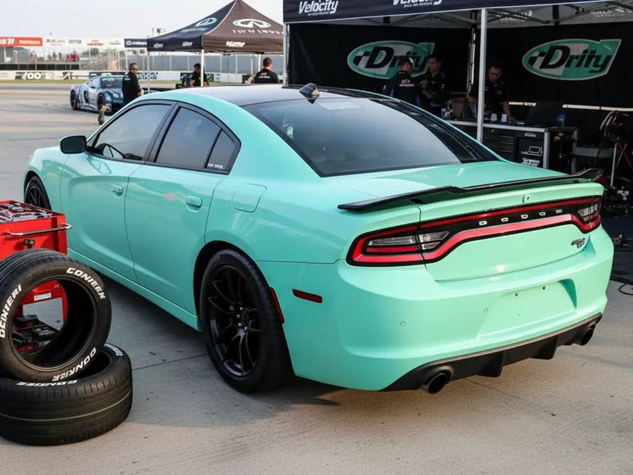 DIY Dodge Charger wrapped in Gloss HX20000 Ti Blue car wrap film HX20BTIB