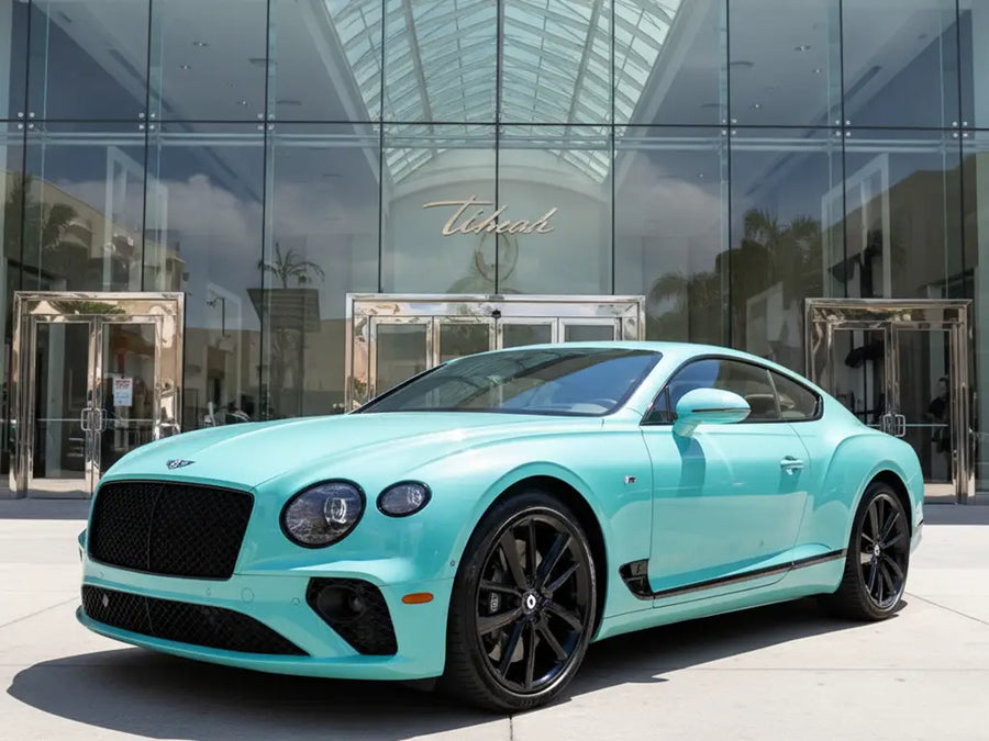 DIY Bentley Continental GT wrapped in Gloss HX20000 Ti Blue car wrap film HX20BTIB