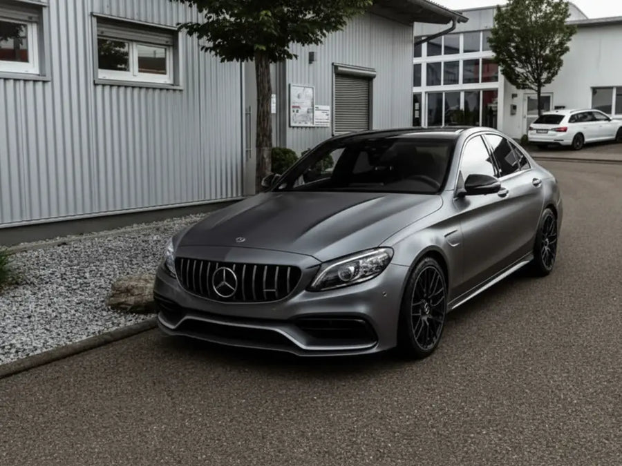 DIY Mercedes-Benz C-Class wrapped in Satin HX20000 Argentic Grey restyling film HX20G04S
