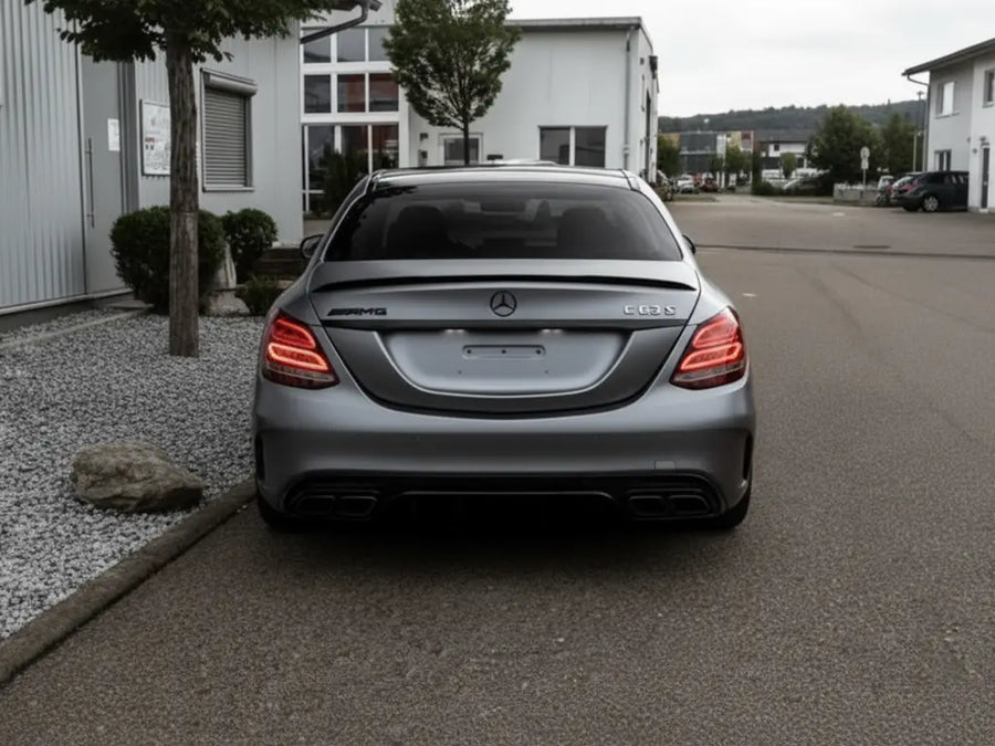 Mercedes-AMG C63 S wrapped in Hexis Satin HX20000 Argentic Grey car wrap film HX20G04S