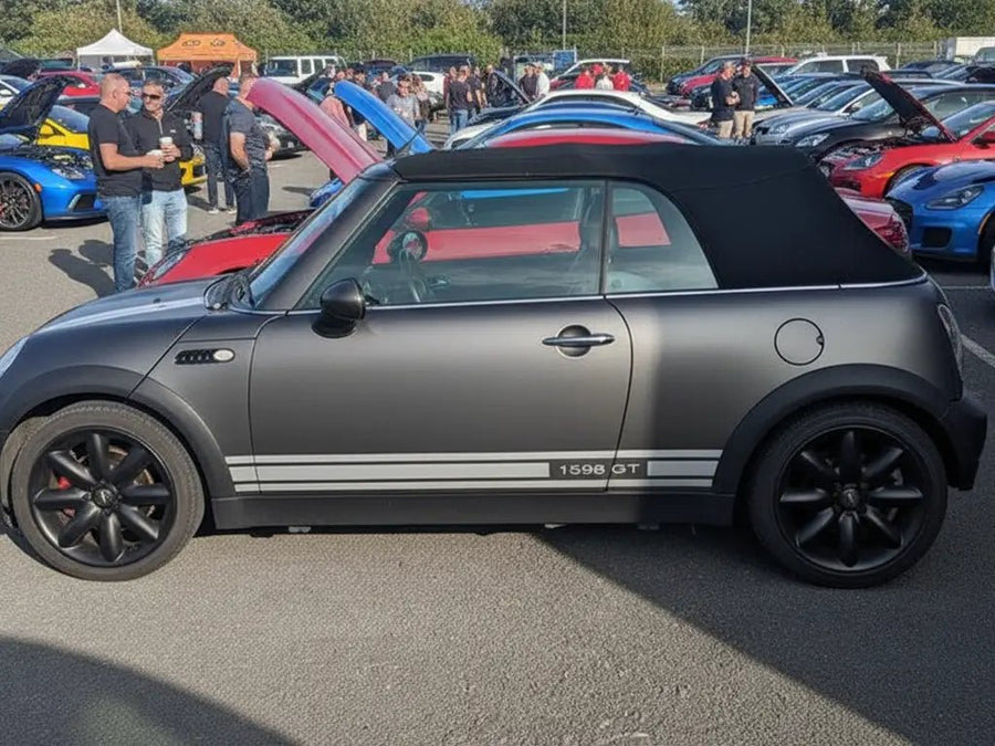 DIY MINI Cooper Convertible wrapped in Satin HX20000 Argentic Grey automotive vinyl film HX20G04S