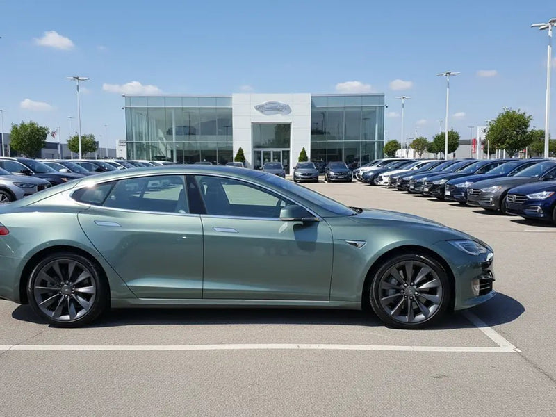 Tesla S wrapped in Gloss HX20000 Aston Grey car wrap film HX20G07B