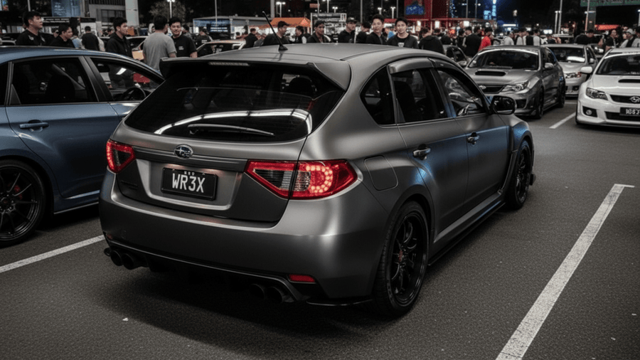Subaru Impreza WRX wrapped in Hexis Matte HX20000 Metallic Anthracite Gray automotive vinyl film HX20GANM