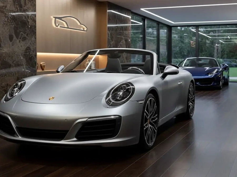 Porsche 911 Cabriolet wrapped in Hexis Matte HX20000 Frozen Grey automotive vinyl film HX20GGIM