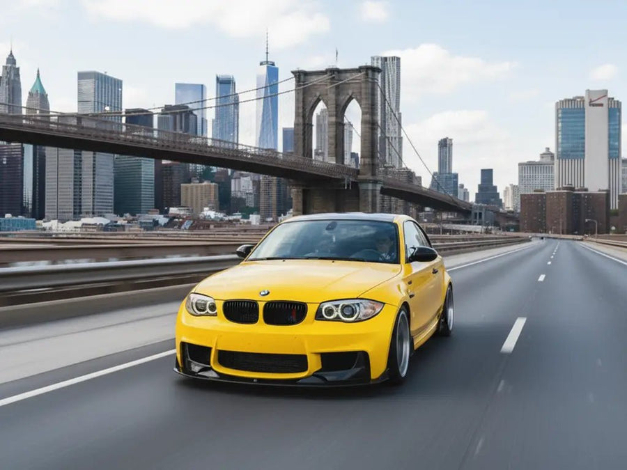 DIY BMW 1 Series M Coupe wrapped in Gloss HX20000 Honey Yellow wrap film HX20JMIB