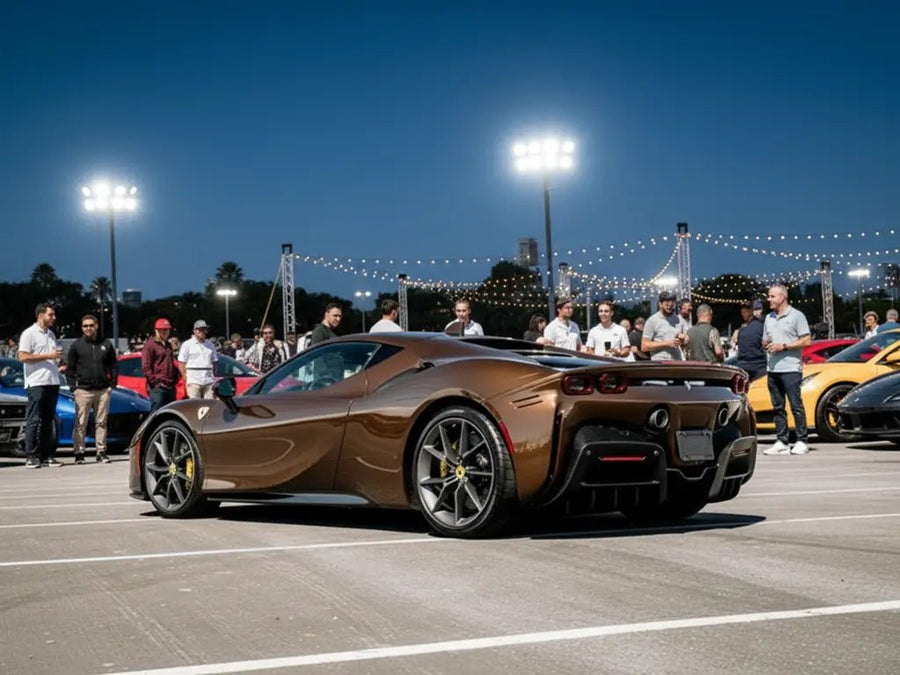 DIY Ferrari SF90 Stradale wrapped in Gloss HX20000 Coffee Brown automotive vinyl film HX20MCAB