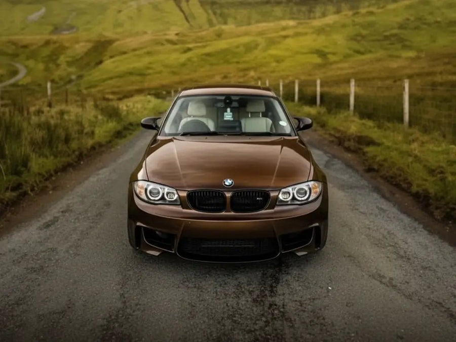 BMW 1 Series M Coupe wrapped in Hexis Gloss HX20000 Marrakesh Brown automotive vinyl film HX20MMAB