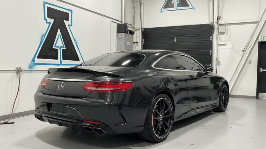 Mercedes-Benz S-Class Coupe wrapped in Hexis Gloss HX20000 Catechu Black restyling film HX20NCAB