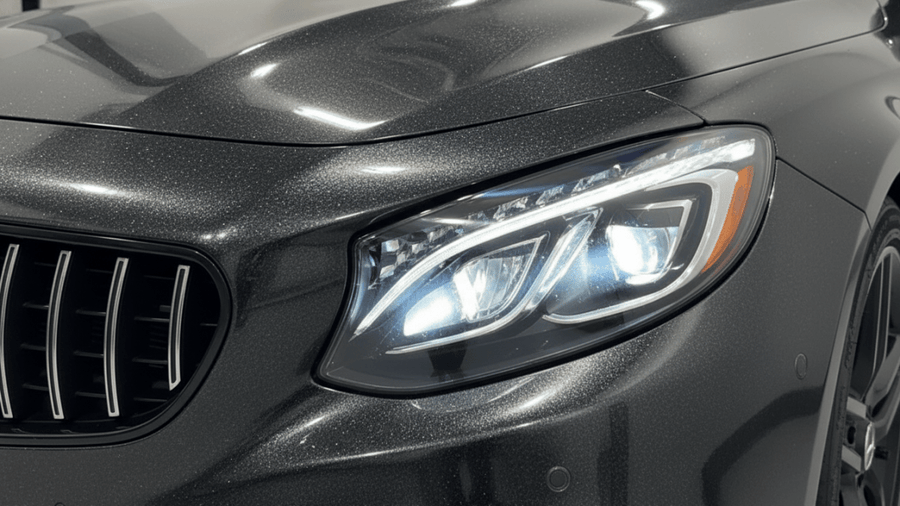 DIY Mercedes-Benz S-Class wrapped in Gloss HX20000 Catechu Black automotive vinyl film HX20NCAB