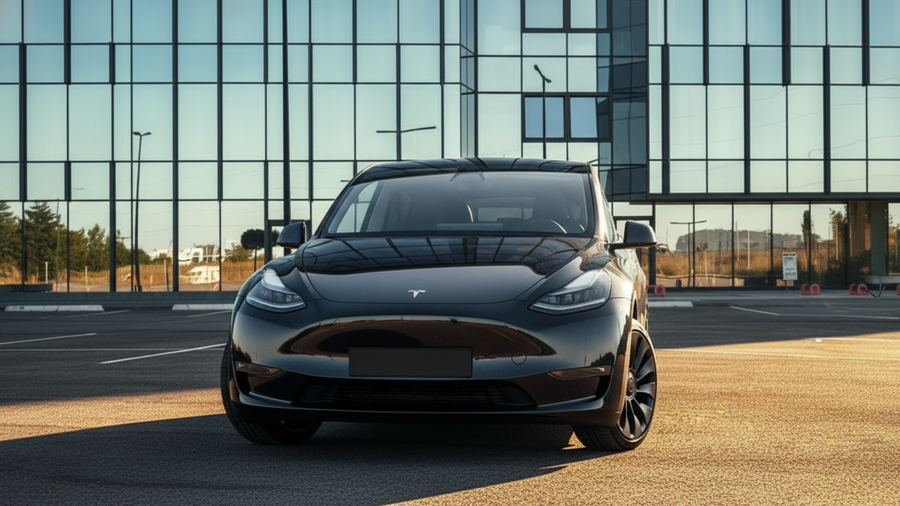 DIY Tesla Y wrapped in Gloss HX20000 Catechu Black automotive vinyl film HX20NCAB