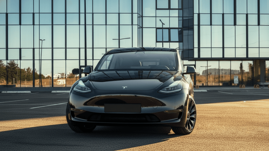 DIY Tesla Y wrapped in Gloss HX20000 Catechu Black automotive vinyl film HX20NCAB