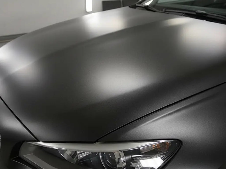 Car wrapped in Matte HX20000 Glitter Sparkle Black automotive vinyl film HX20NEPM